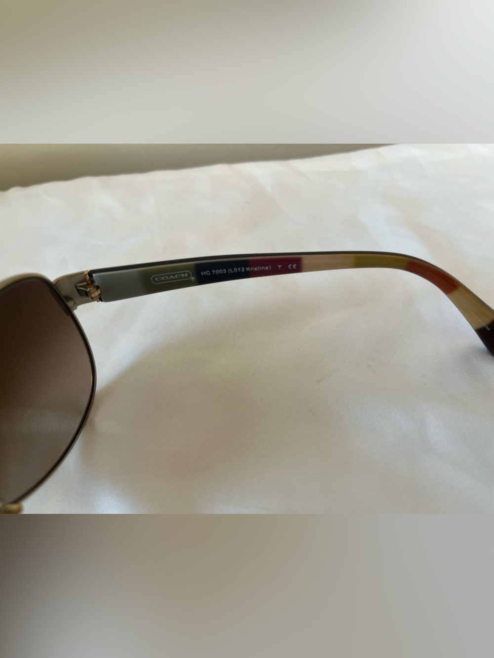 Y2K COACH Gold Aviator (Kristina) Sunglasses with Brown Lenses and Legacy Stripe - Picture 10 of 11